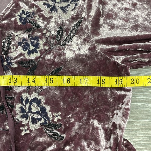 NWOT Style & Co Embroidered Lace Up Crushed Velvet Long Sleeve Blouse M - Picture 8 of 16